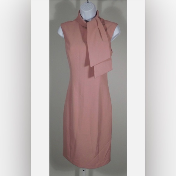 Elegant Mauve Tie-Neck Midi Dress - Picture 2 of 5